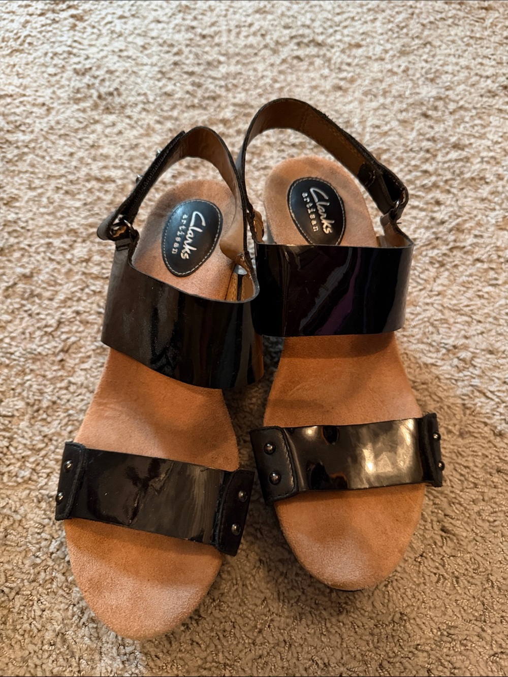 Clarks Women’s Black Patent Slingback Sandals